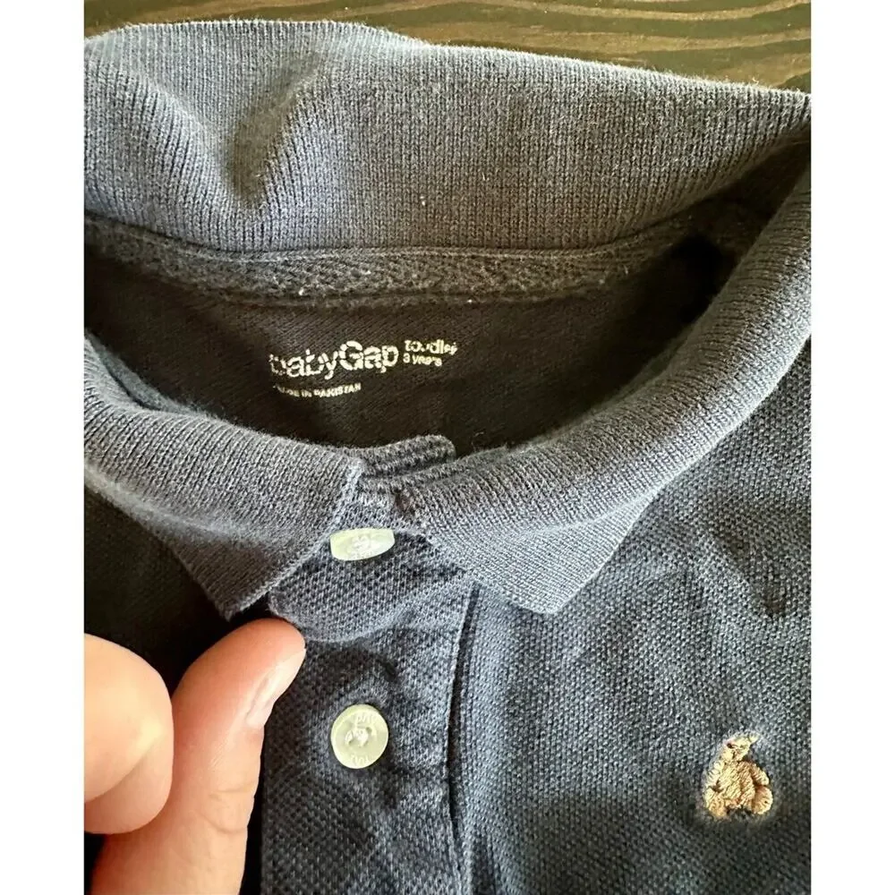 Baby Gap Polo Blue Teddy Bear Size 3T (817)